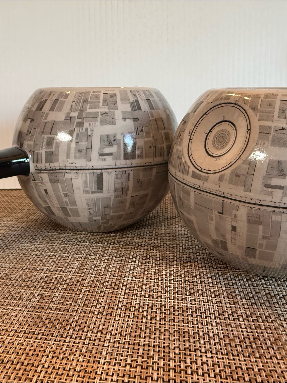 Star Wars Gray and Black Death Star Ceramic Mugs (Pair)